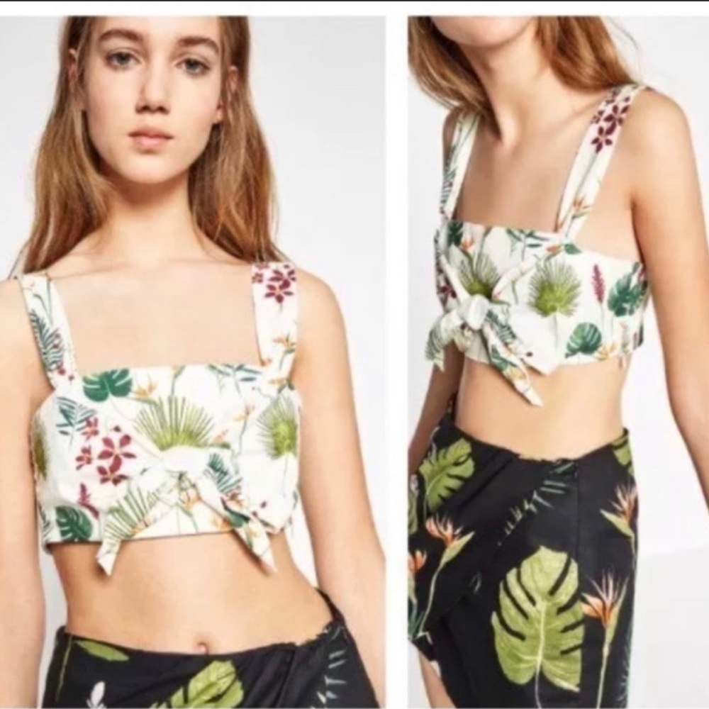 NWT: Zara 🌴 Tropical Crop Top